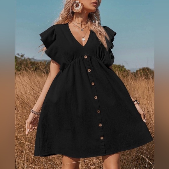 KOJOOIN Women's Ruffle Babydoll Dress SZ Small NWT - Picture 2 of 9